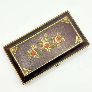 Antique Gold Gilded Tooled Leather Sewing Etui Case